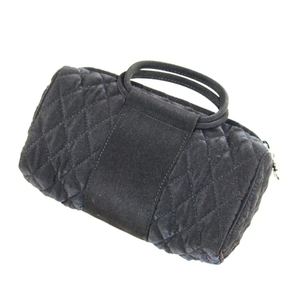 Vera Bradley Mini Classic Black Quilted Barrel Satchel